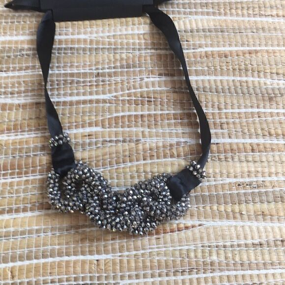 NWT NY&C Black satin ribbon with sparkle beads - Picture 2 of 2